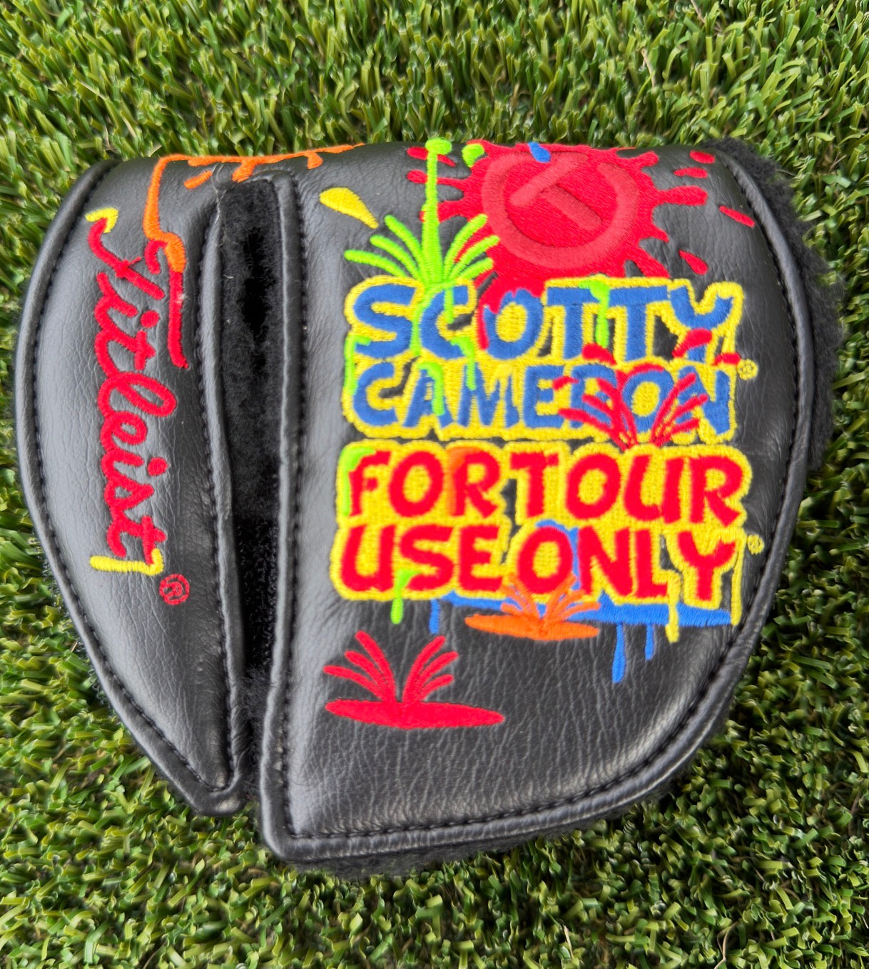 🎁Circle T Round Mallet Black Paint Splash Headcover🎁