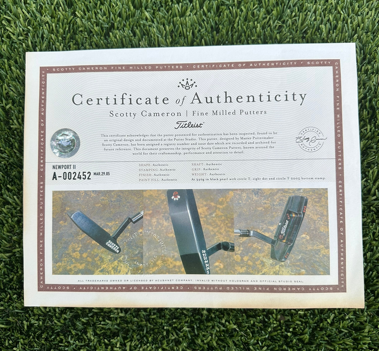 Scotty Cameron Rare Newport 2 Tri Sole Black Pearl SSS 340G Circle