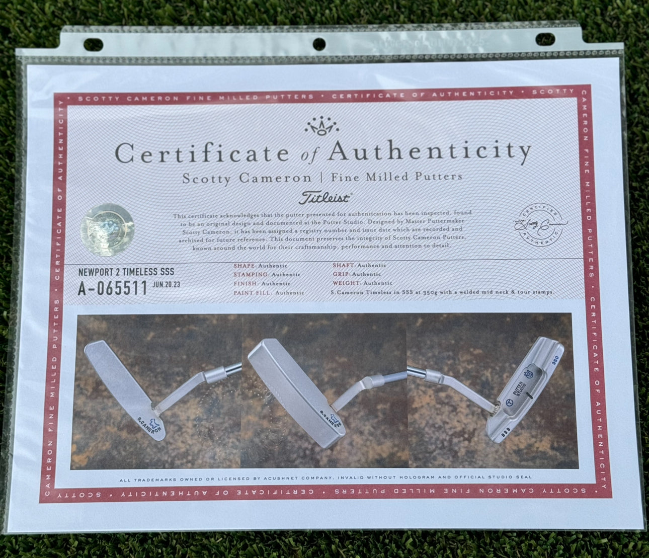 Scotty Cameron Welded Neck S. Cameron Timeless SSS Newport 2 350G