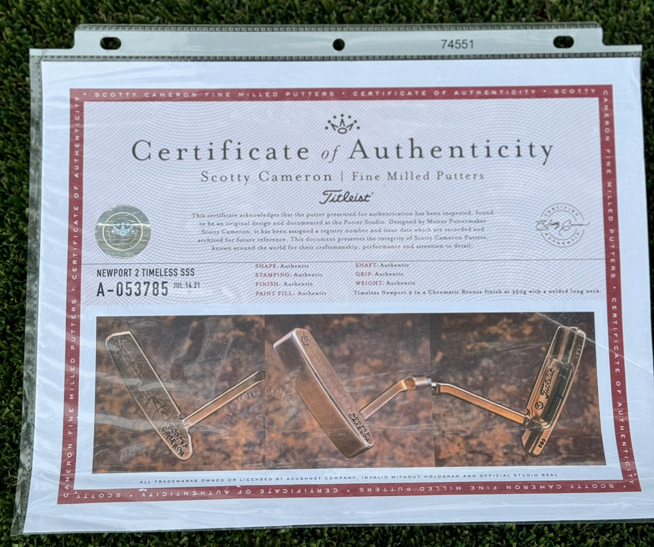 Scotty Cameron Welded Long Neck Timeless SSS Chromatic Bronze 350G