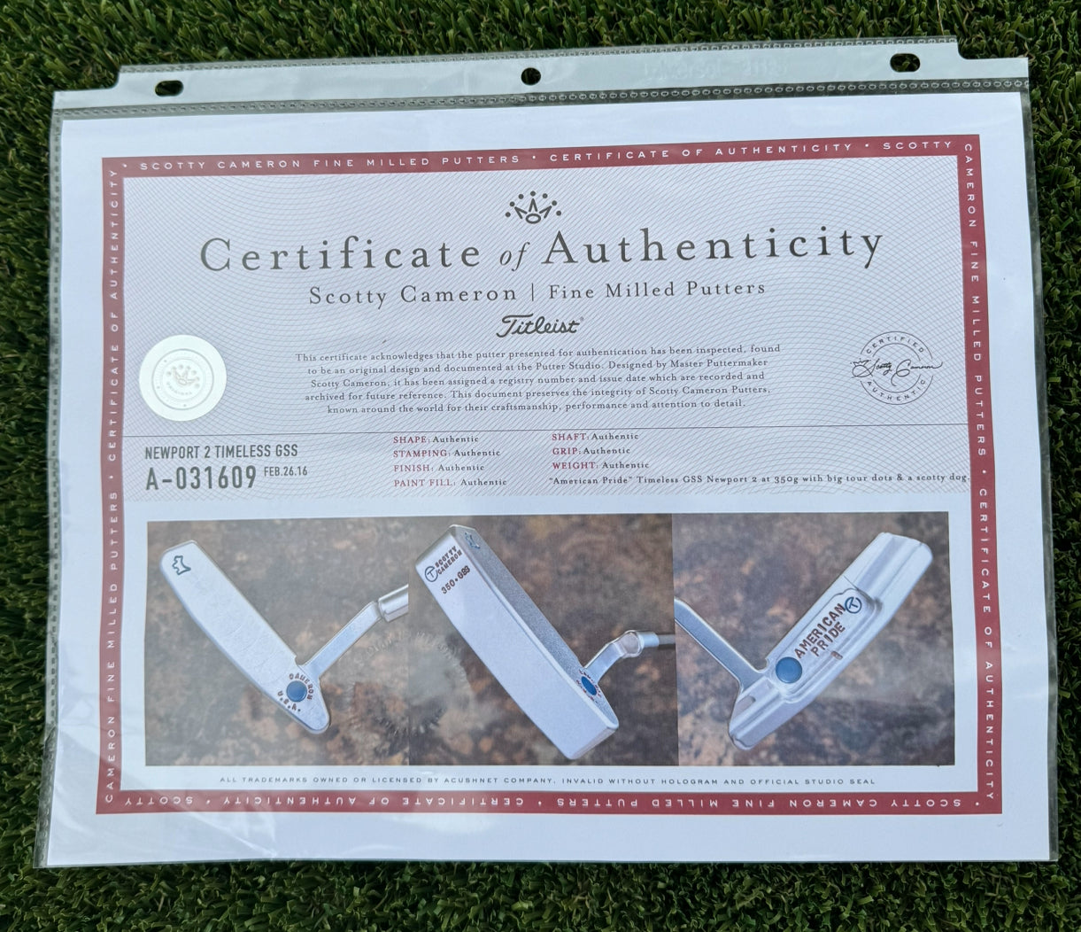 Scotty Cameron Timeless Newport 2 GSS 350G Large Bombs Circle T Putter