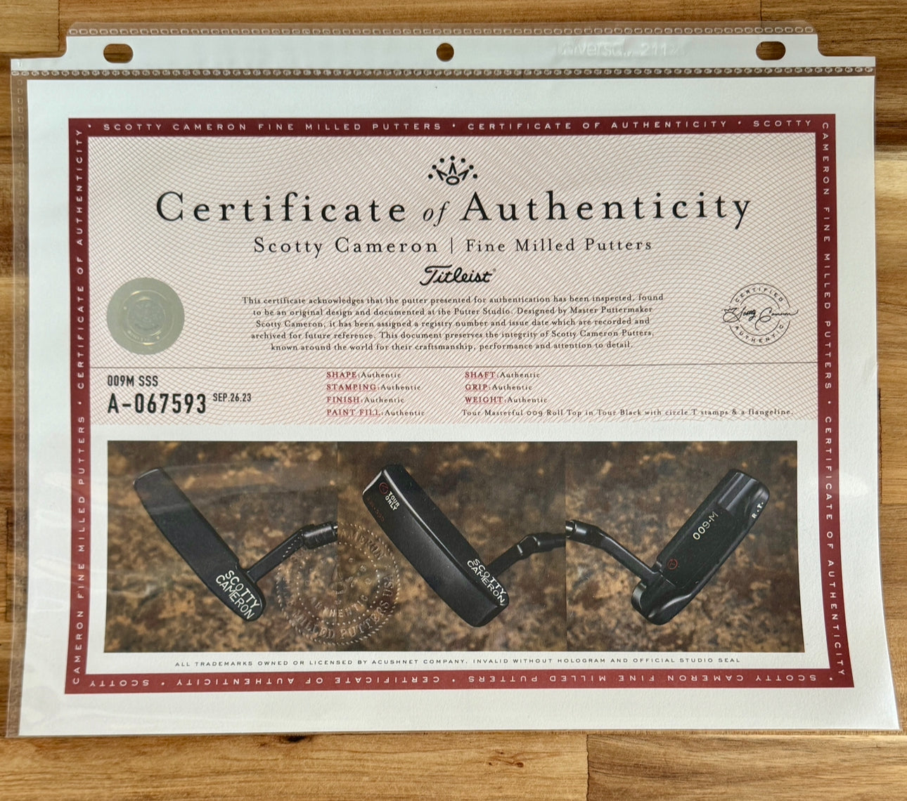 Scotty Cameron Tour Black SSS 009 Masterful "Roll Top" (RT) 350G Circle T Putter